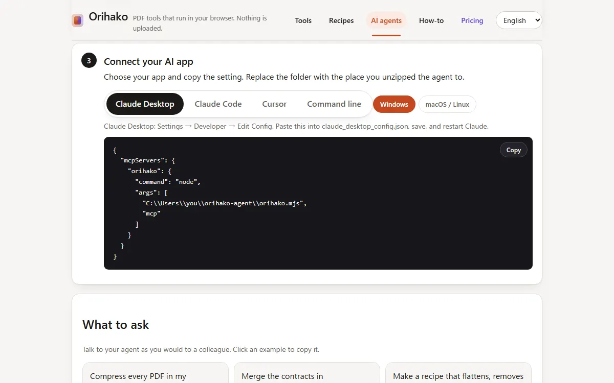 The setting for Claude Desktop