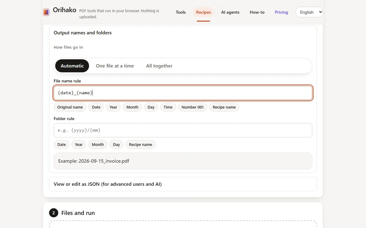 The name and folder rules with example