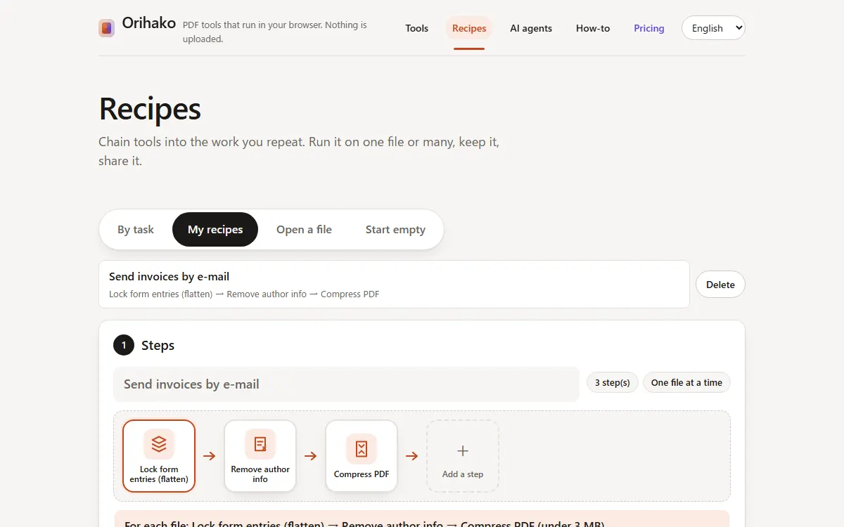 My recipes with a saved recipe