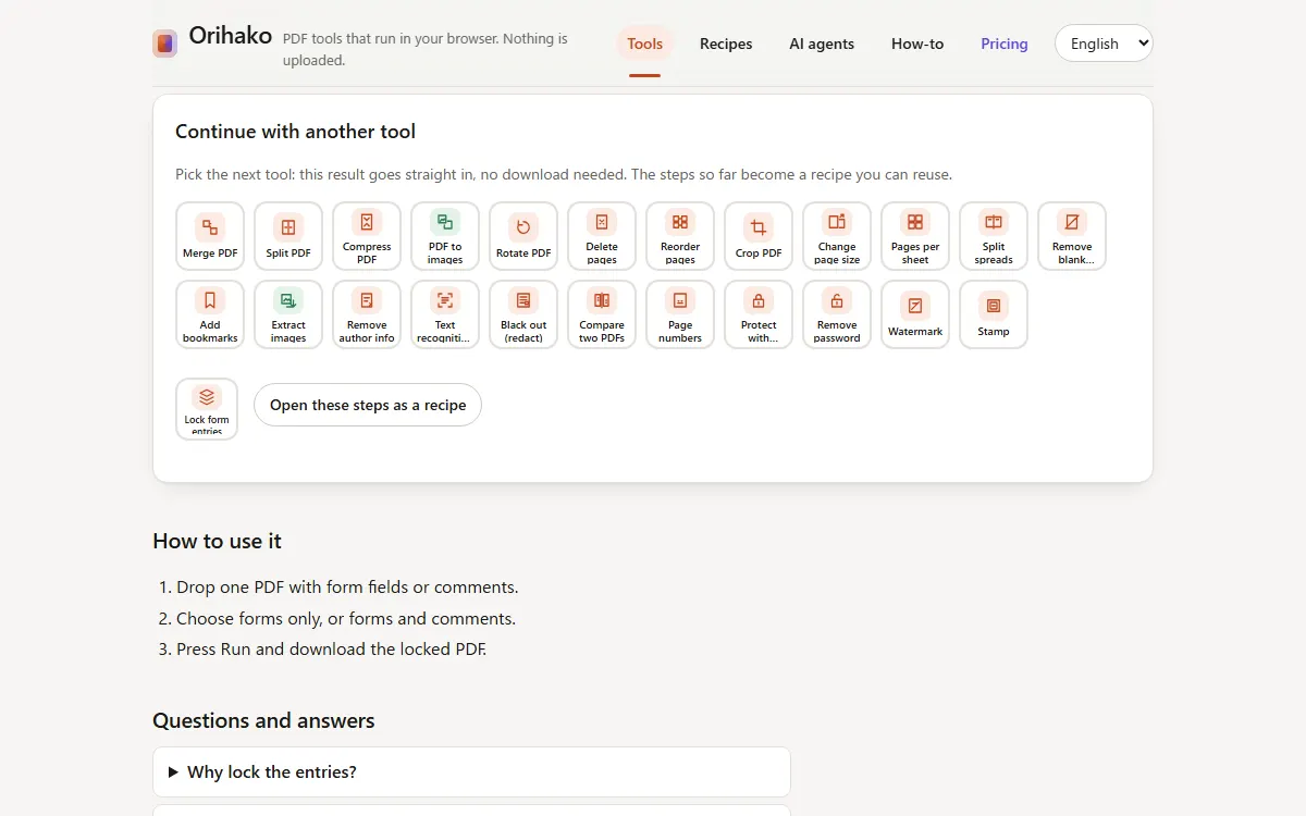 A result with the Continue with another tool panel