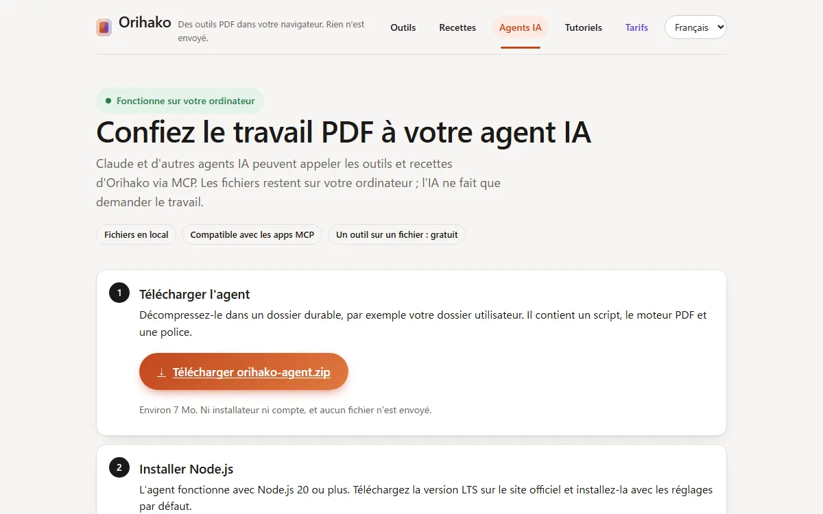 L'onglet Agents IA et le téléchargement