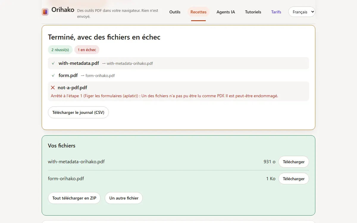Un rapport avec un échec