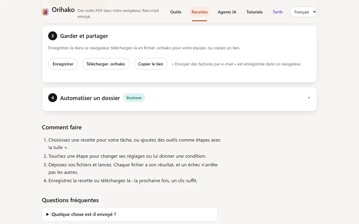 Le panneau Garder et partager