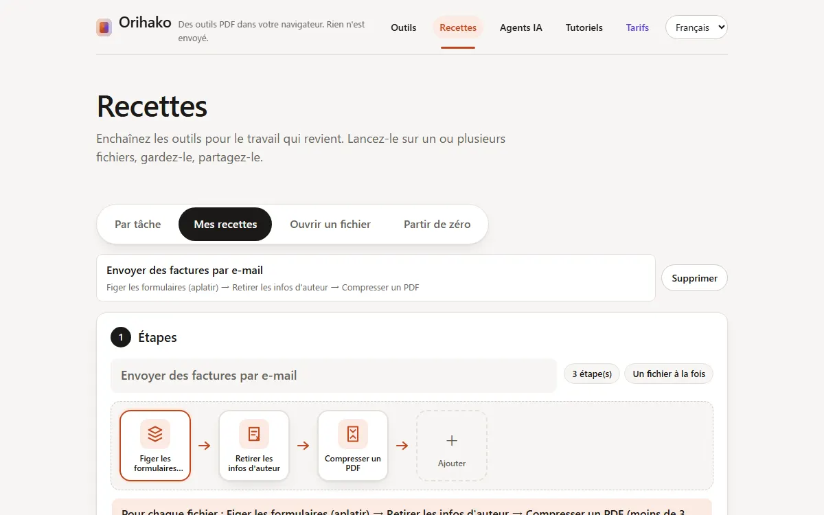Mes recettes avec une recette enregistrée